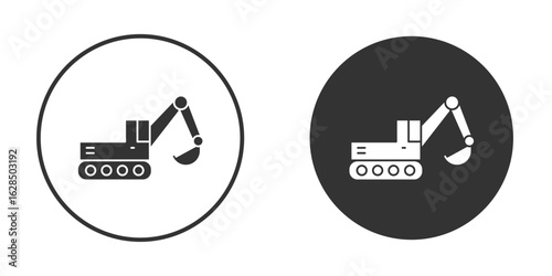 Excavator icon in black solid flat silhouette designs