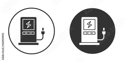 Charging station icon in black solid flat silhouette designs
