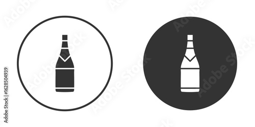 Champagne bottle icon in black solid flat silhouette designs