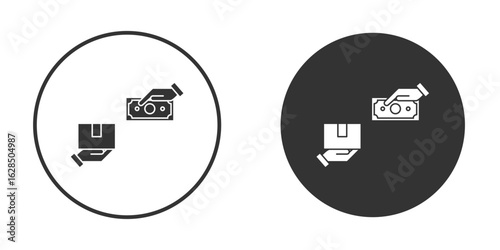 Cash on delivery icon in black solid flat silhouette designs