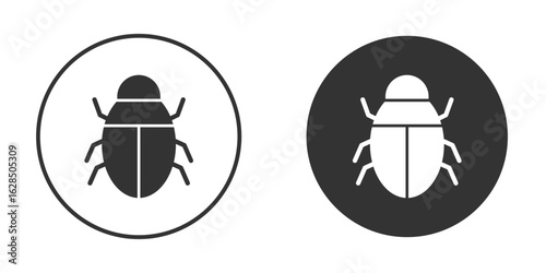 Bug icon in black solid flat silhouette designs