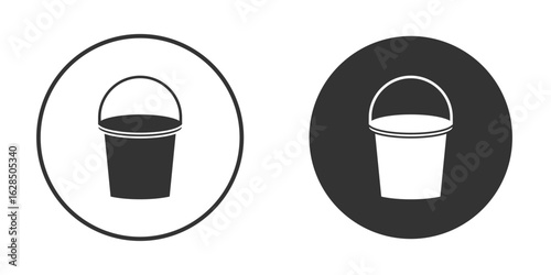 Bucket icon in black solid flat silhouette designs