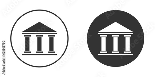 Bank icon in black solid flat silhouette designs