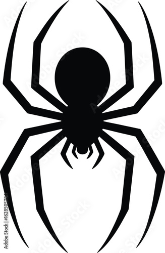 Creepy spider black silhouette vector illustration perfect for Halloween decoration or warning icon designs