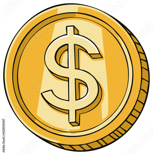 A Shiny Golden Coin With a Dollar Symbol Featured Prominently