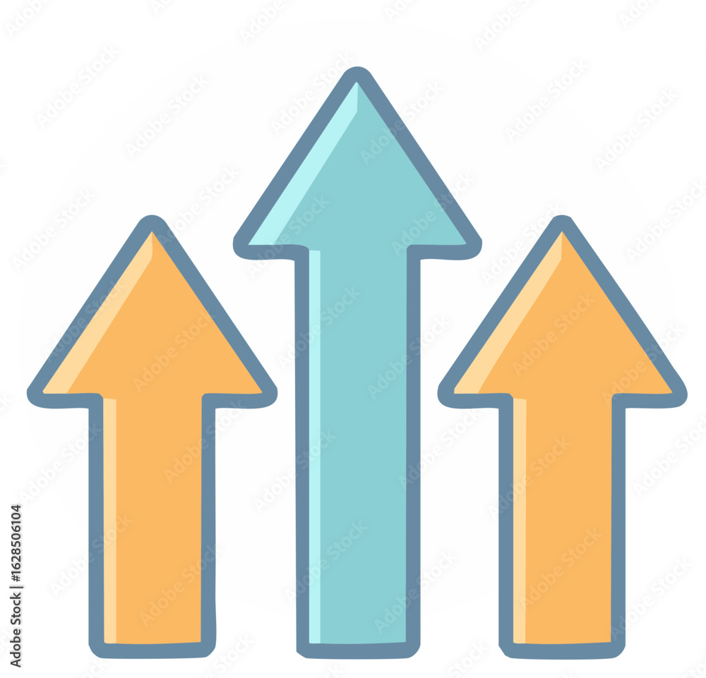 Three upward-pointing arrows in varying heights and colors, symbolizing growth and progress. Three upward-pointing arrows in varying heights and colors, symbolizing growth and progress.