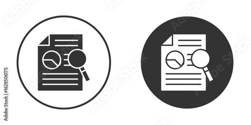 Analytics report icon in black solid flat silhouette designs