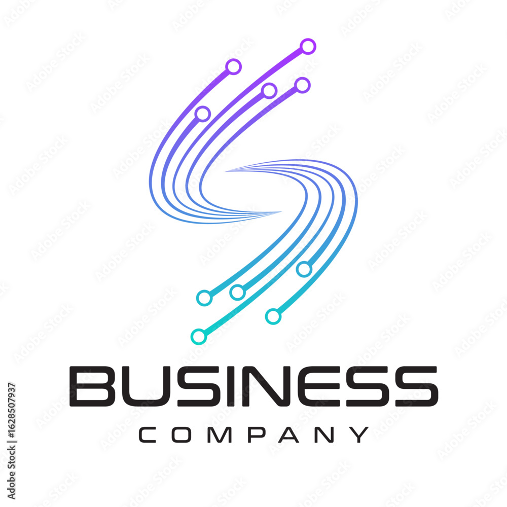 Obraz premium Letter S Tech Logo Design illustration. S Tech Digital Logo Design
