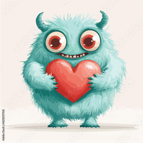 Sweet Monster with Heart: Cute Valentine