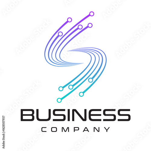 Letter S Tech Logo Design illustration. S Tech Digital Logo Design