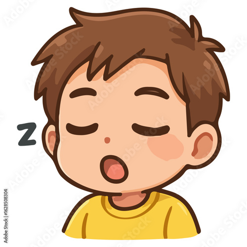 Chibi sticker with expression of being sleepy vector design