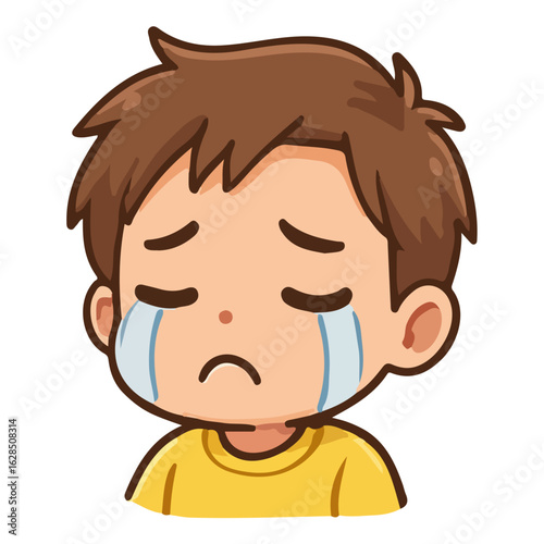 Chibi sticker with expression of crying vector design