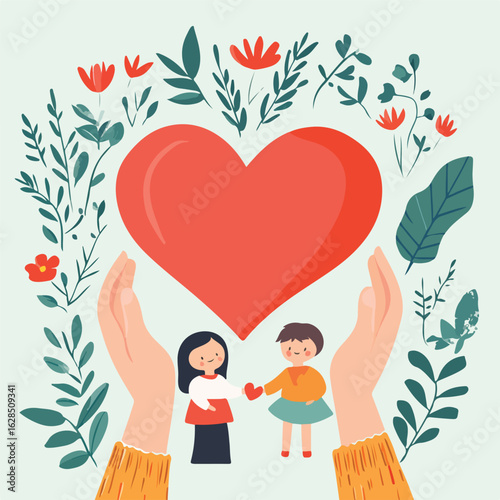 Health Concept: Adult and Child Holding Heart