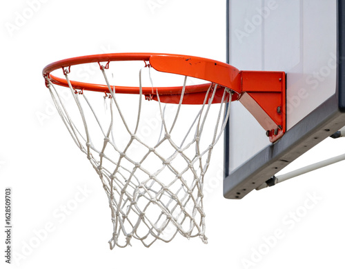  “Angled Side View of Outdoor Basketball Net in Orange and White, PNG”.