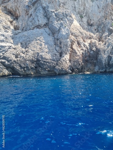 blue sea and mountains