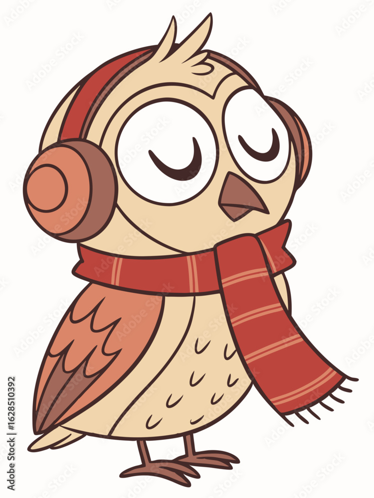 Naklejka premium owl with a cup of hot chocolate