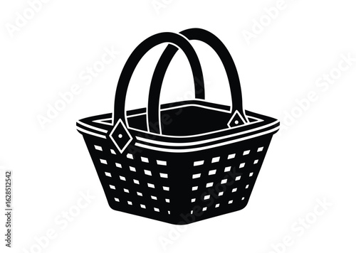 Picnic basket silhouette black vector white background