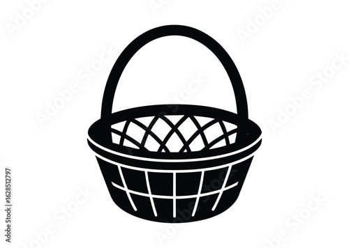 Picnic basket silhouette black vector white background