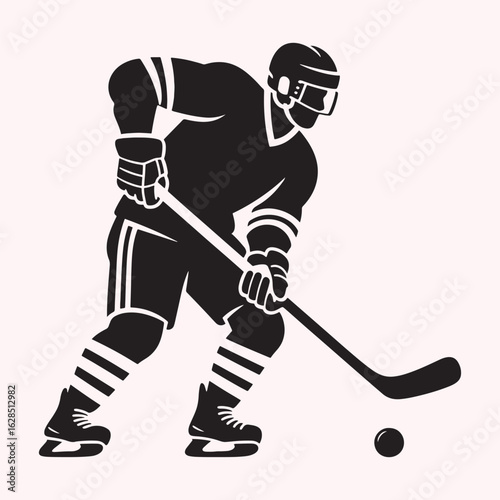 black hockey player action silhouette clip art preview