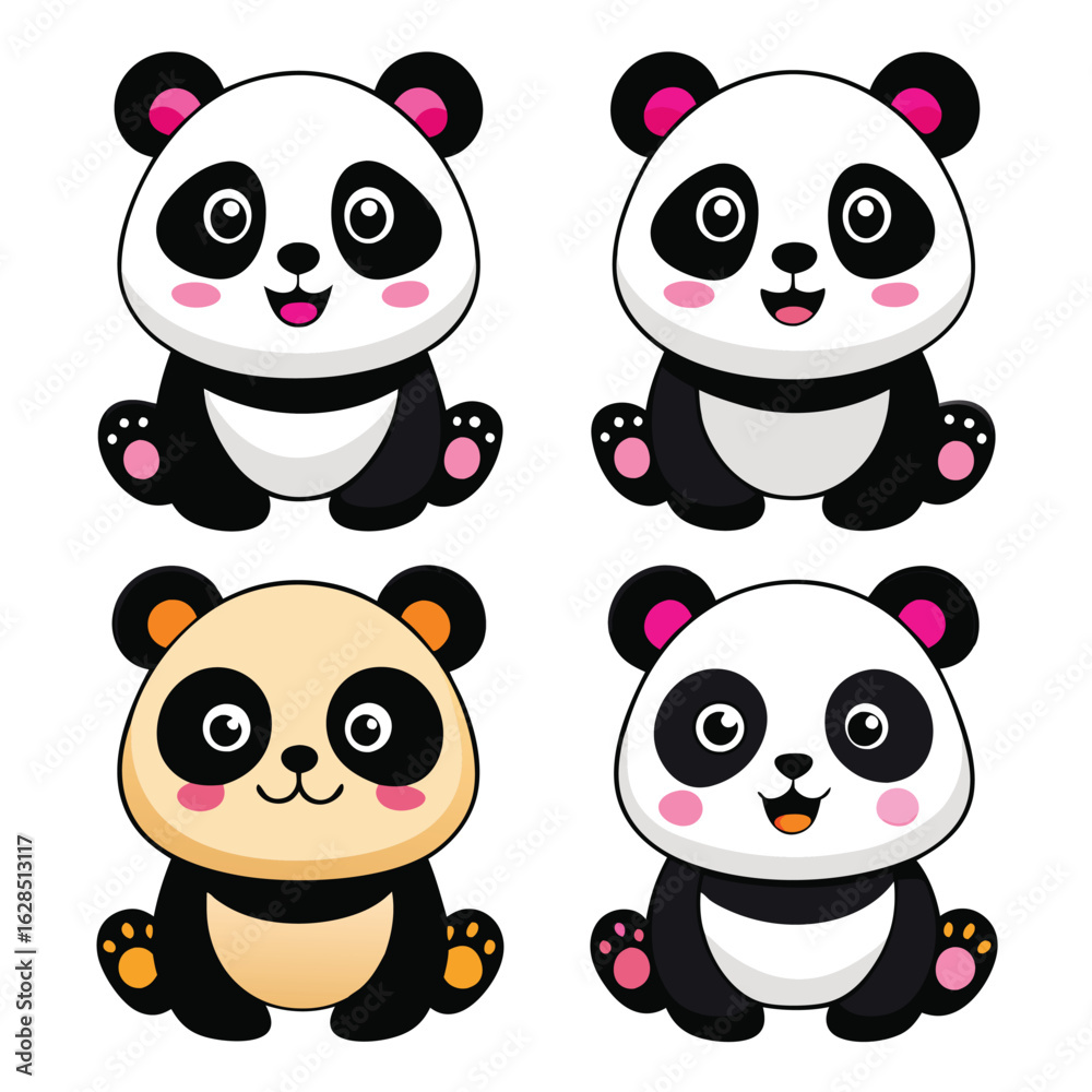 Fototapeta premium Cute cartoon panda illustration and playful designs.