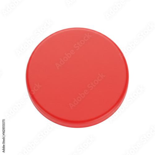 Free Download A single, perfectly circular, smooth, glossy red plastic counting chip, showcasing its plastic texture and subtle reflections, top-down view on a transparent, isolated background with no shadows, - GFXLoad