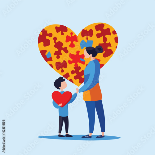 Heart Puzzle Connection Love Happy Family