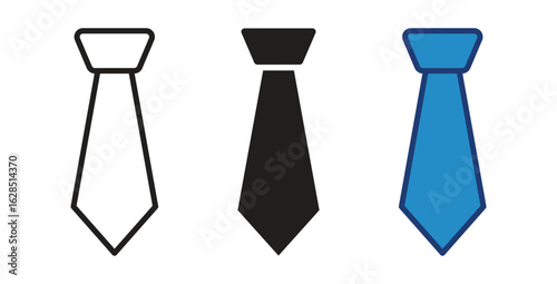 Tie icons set. Tie, necktie, neckcloth sign. Men ties icon collection . Vector illustration .