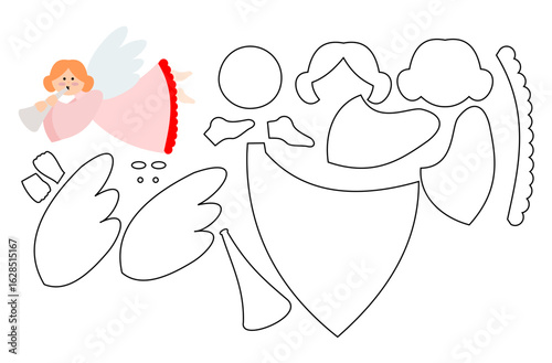 Angel, cute, simple, cut , laser, Cricut,paper, felt, fabric, decoration, school, party, kids , pattern, layers,