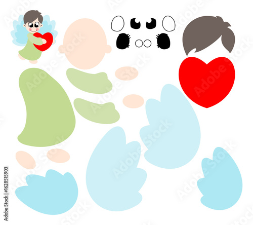 Angel, cute, simple, cut , laser, Cricut,paper, felt, fabric, decoration, school, party, kids , pattern, layers,