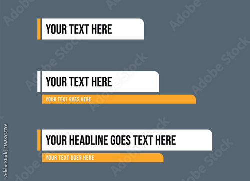 Yellow & white lower third set for news & other broadcasting videos