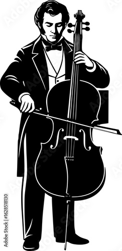 classic  musician playing music with cello instrument   silhouette vector illustration 