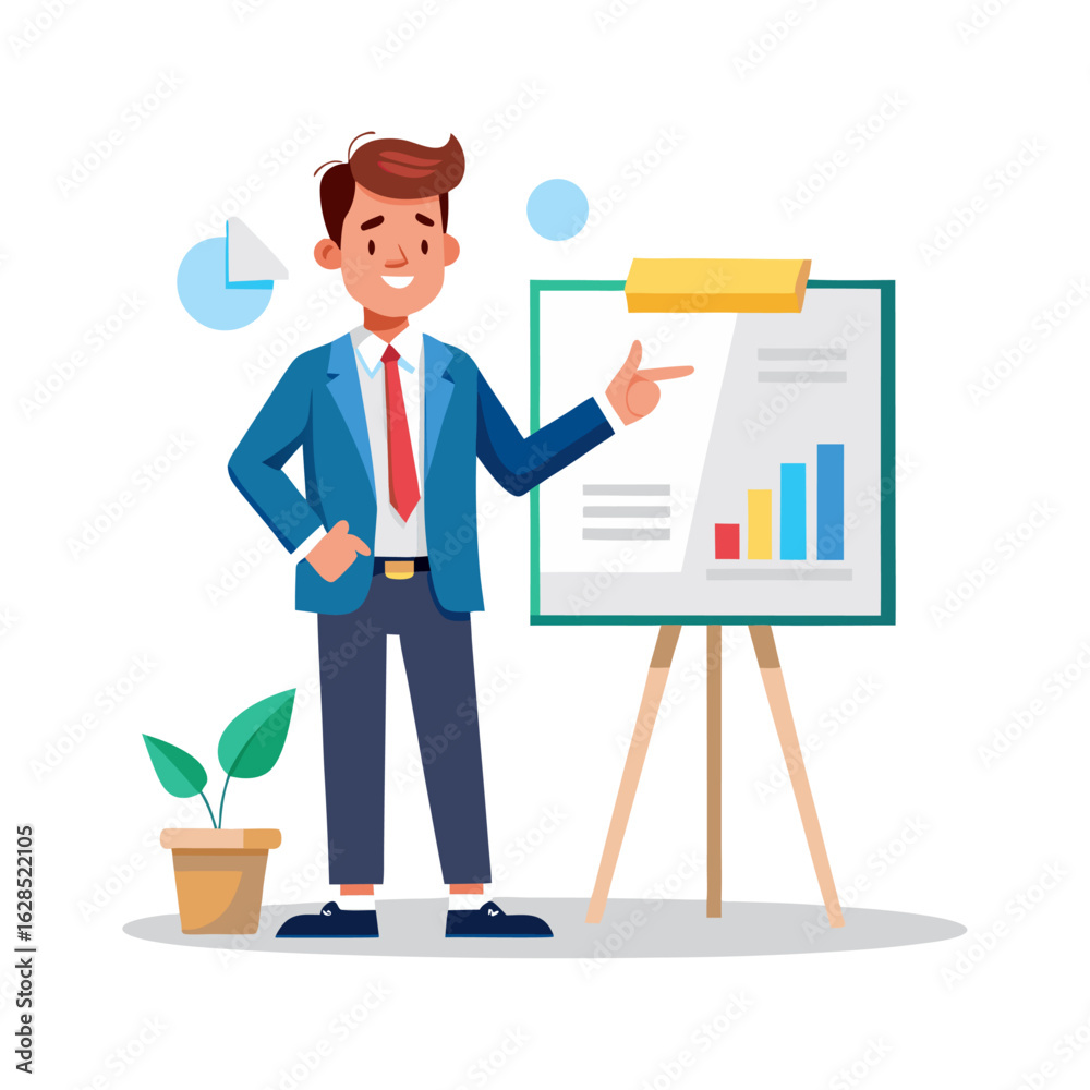 Fototapeta premium Business Leader Presenting Future Vision on Whiteboard – Strategic Planning, Corporate Vision, Team Alignment, Leadership Goals, and Company Direction