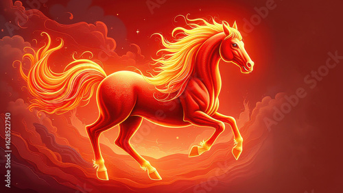 Wallpaper Mural Vibrant fiery red horse illustration for year of fire horse 2026 in eastern horoscope calendar Torontodigital.ca