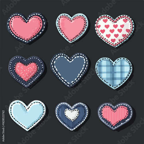 Denim Heart Patches Collection