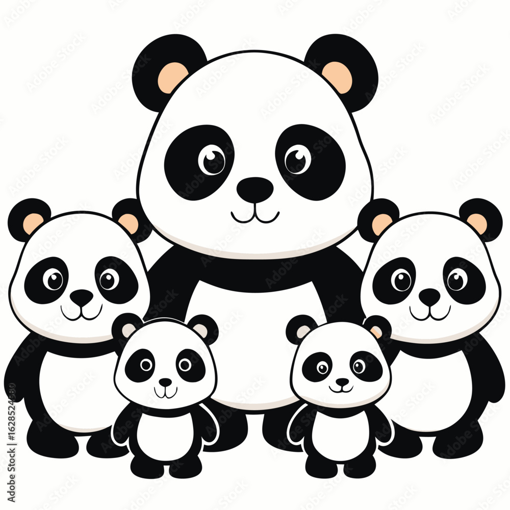 Obraz premium Cute cartoon panda illustration and playful designs.