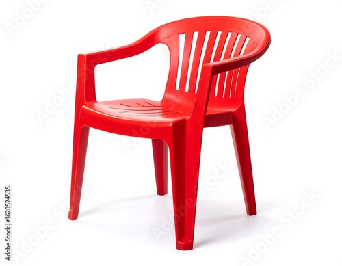Red plastic garden chair