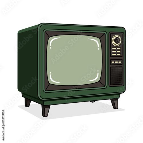 Vector vintage television illustration. Entertainment and recreation object design on transparent background