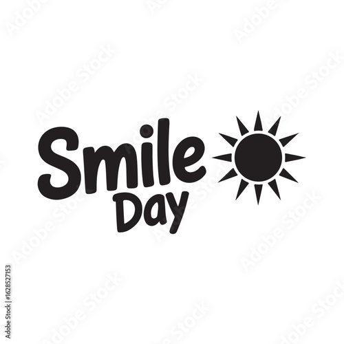 smile day typography silhouette vector