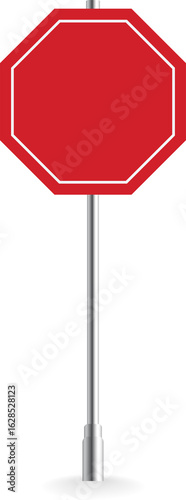 PNG. Blank red traffic road sign isolated on transparent background. PNG illustration.	
