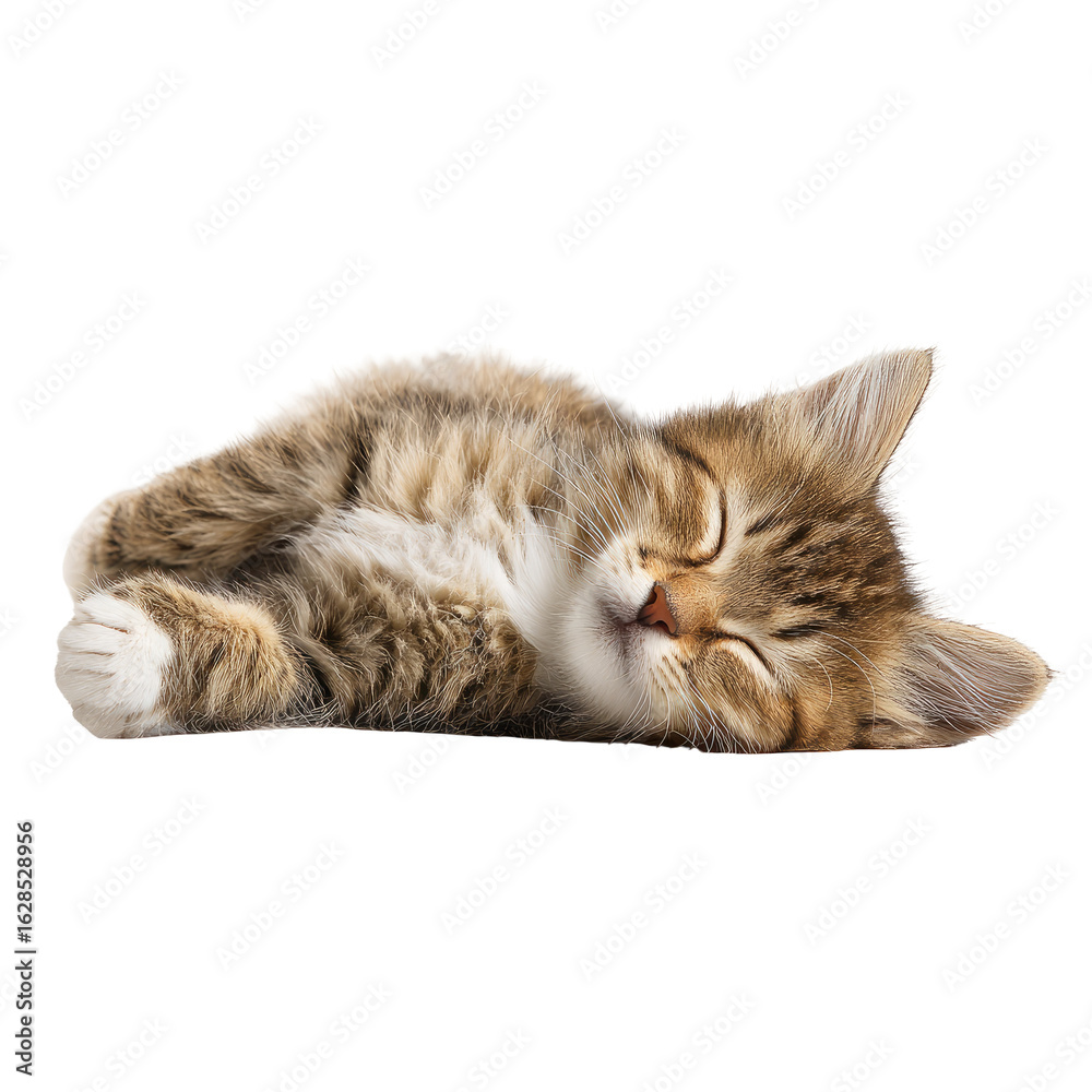 Fototapeta premium Cute kitten sleeping curled up