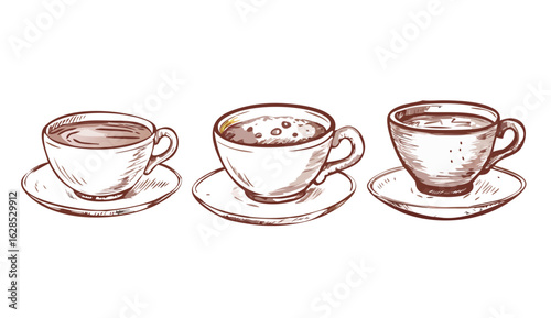 Cup, coffee, cappuccino, hot, americano concept. Hand drawn isolated vector.
