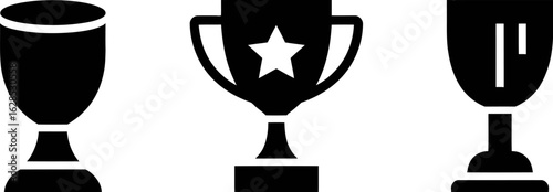 Trophy cup vector icon set awards achievement success prize