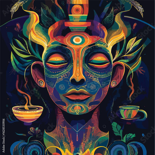 Ayahuasca Ritual Vector Quality Illustration