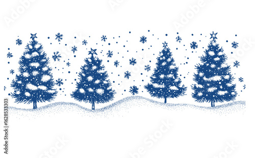 Winter scenery with trees and snow