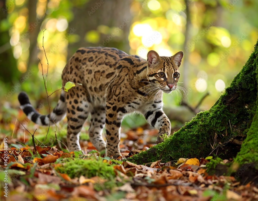 Obraz premium Wild cat in autumn forest