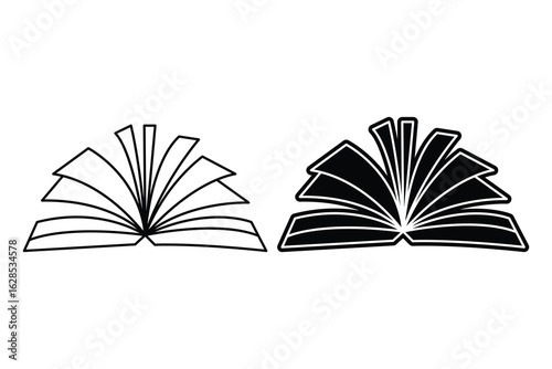 Book art silhouette vector out line art on white background
