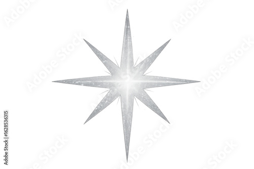 Luminous eight-pointed star shining against transparent backdrop, symbolizing festive spirit and magical holiday design elements