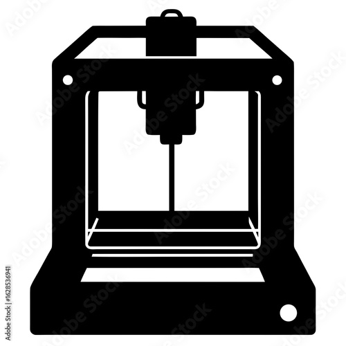 Black 3d printer silhouette vector technology