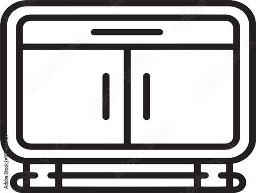 Stylish liquor cabinet drawing in sharp clean vector