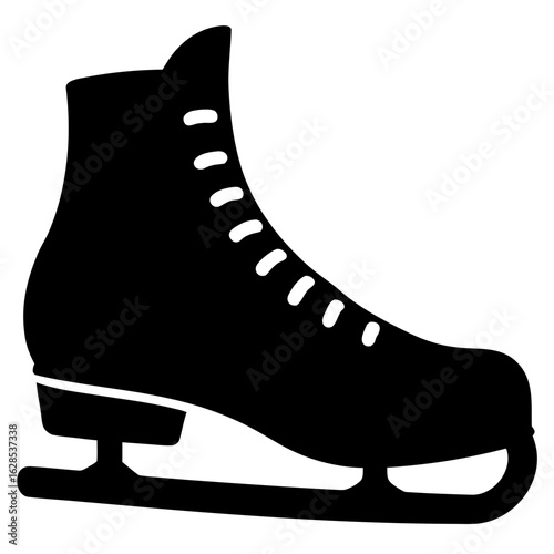 Black figure skate silhouette ice skate sport